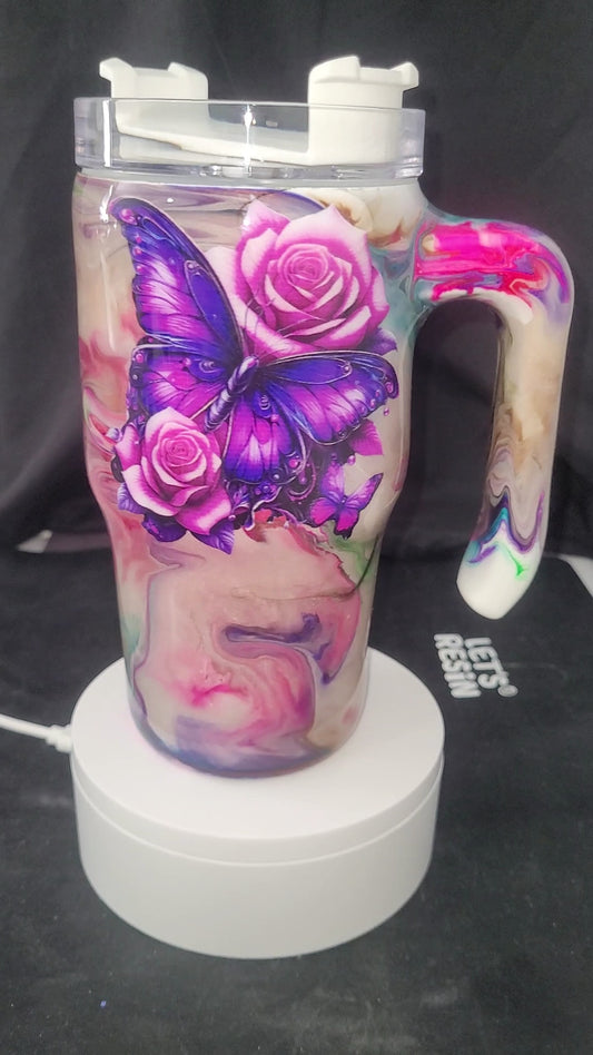 1047 ~ 20oz Ink Swirl Stainless Steel w/ handle