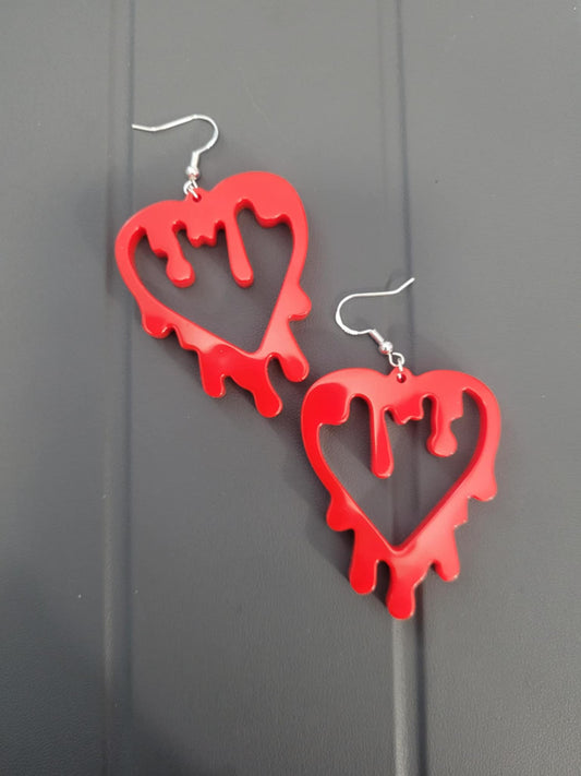 Heart Drip earrings (red)