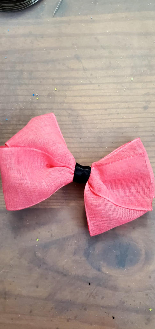 4 inch Girls Hairbow (pink w/black)