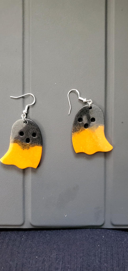 Ghost earrings (black and orange)