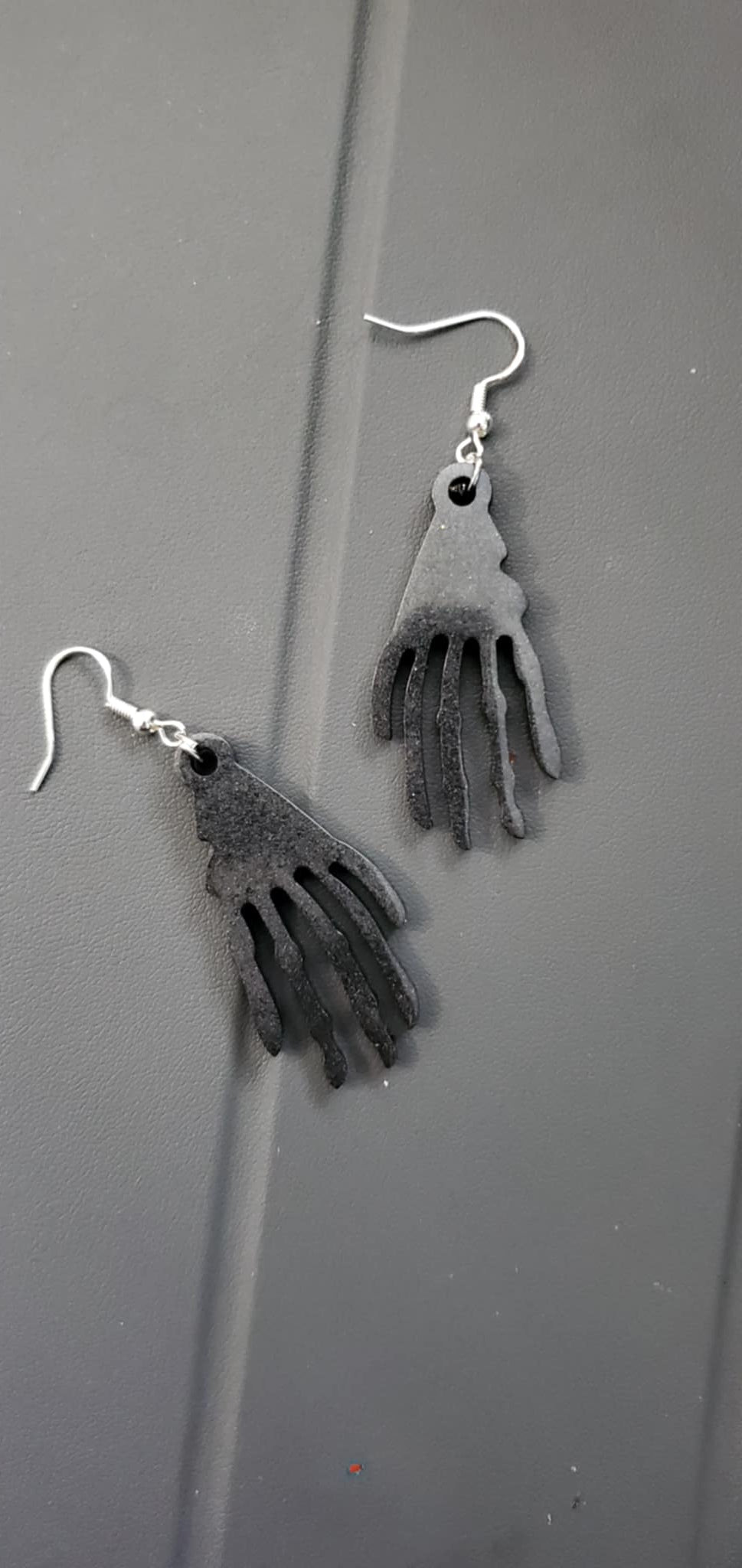 Skeleton hand earrings (black mica shimmer)