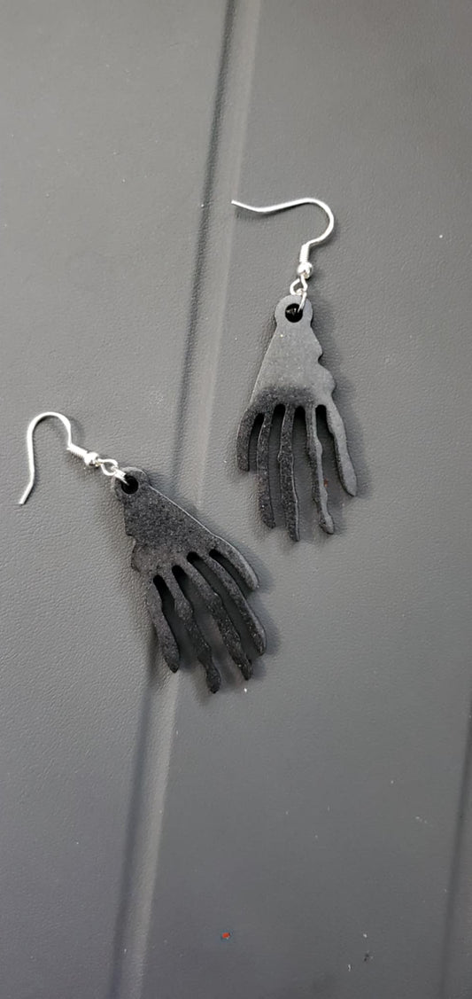 Skeleton hand earrings (black mica shimmer)