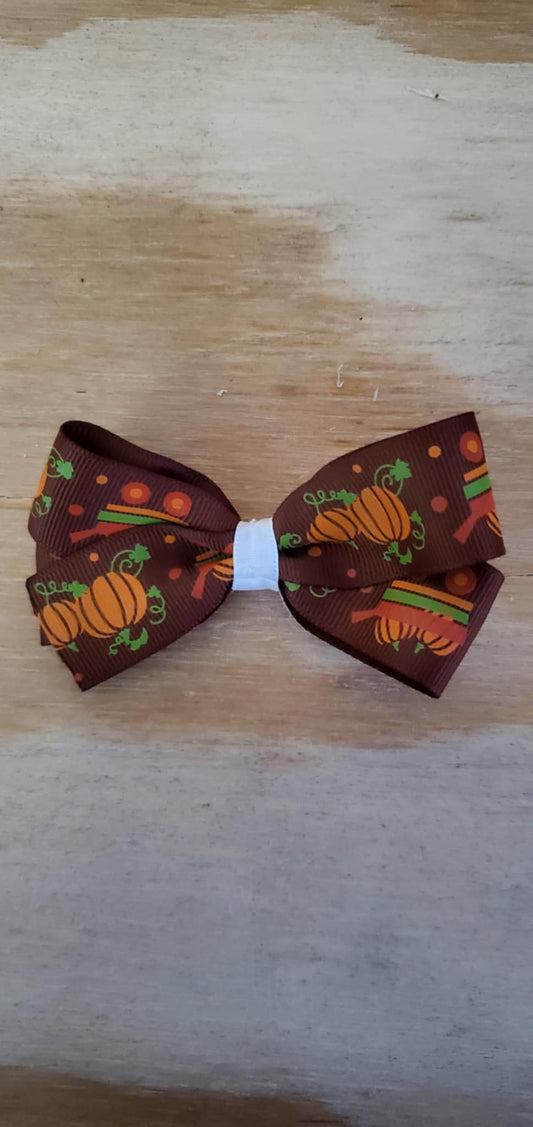 4 inch Girls Hairbow (fall pumpkin)