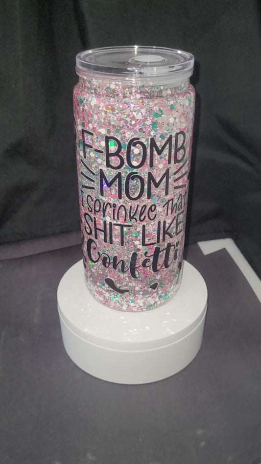 20oz Acrylic Snow Globe Tumbler Peach, White, Blue, Pink, F bom mom