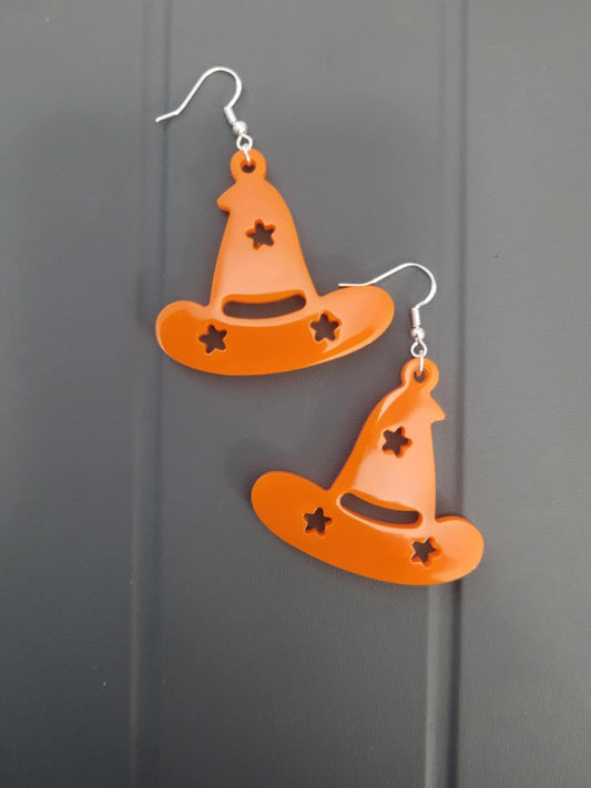 Witch hat earrings (orange)