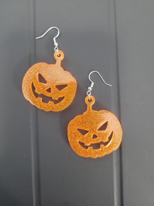 Pumpkin Earrings (orange glitter)