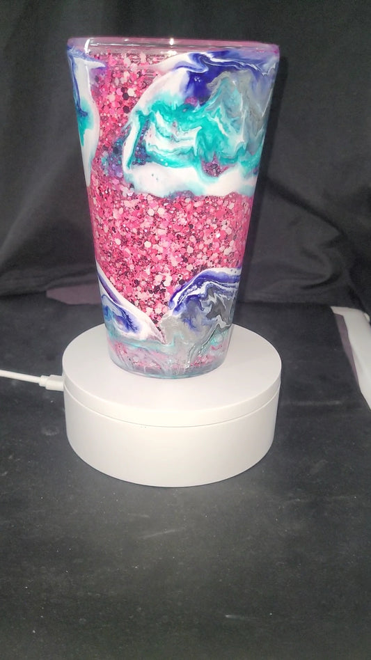 16oz Taper. Snow Globe Tumbler Ink Swirl