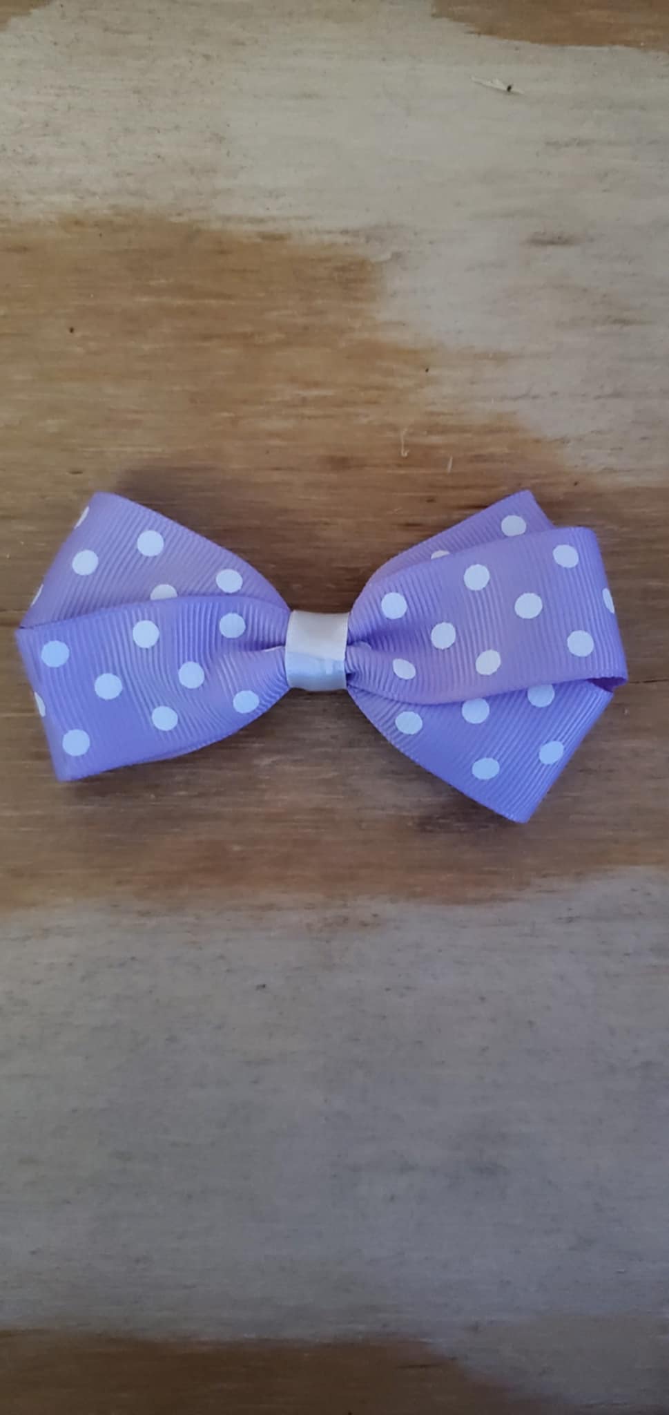 4 inch Girls Hairbow (lavender w/ polka dots)