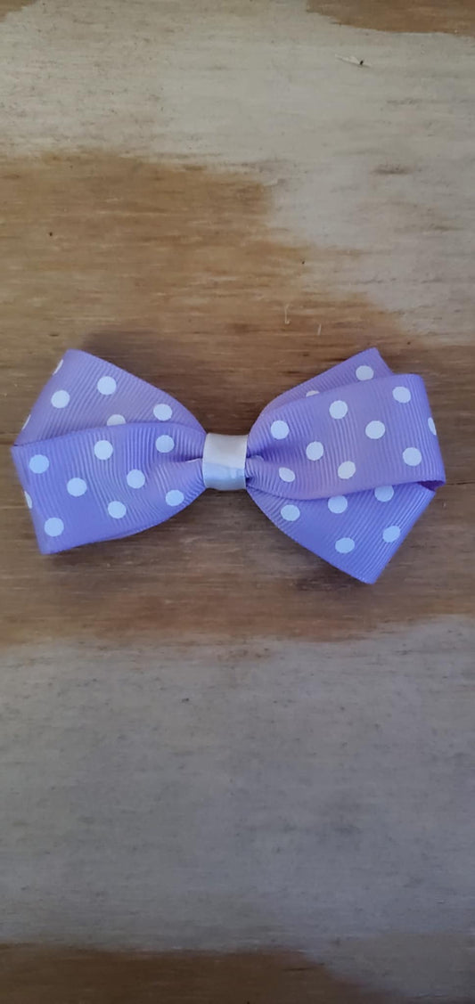 4 inch Girls Hairbow (lavender w/ polka dots)