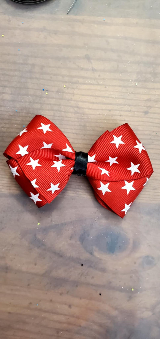 4 inch Girls Hairbow (Red with white stars)