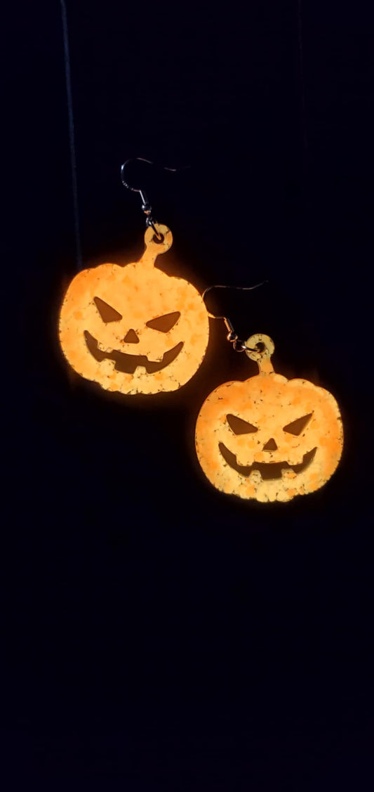 Pumpkin Earrings (orange chunky glow glitter)
