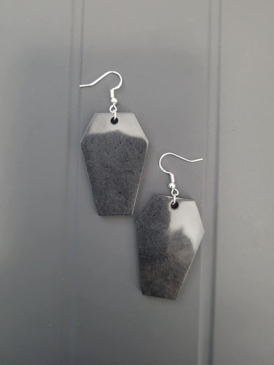 Coffin earrings (black mica shimmer)