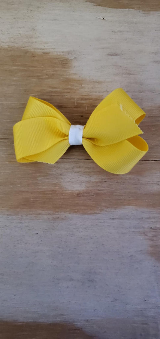 4 inch Girls Hairbow (yellow w/white)