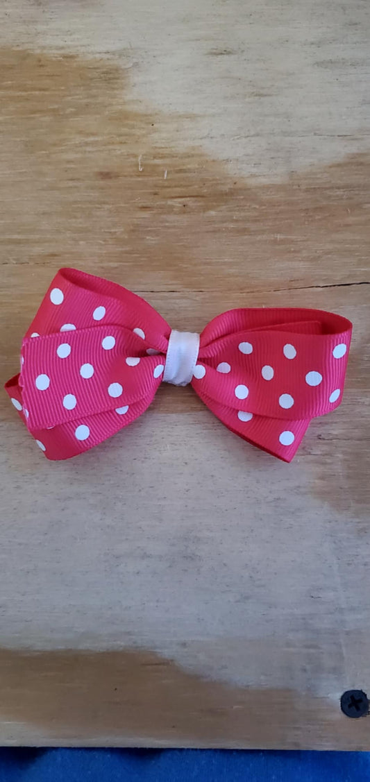 4 inch Girls Hairbow (pink w/ polka dots)