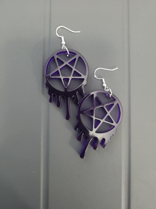 Pentagram Drip earrings (dark purple)