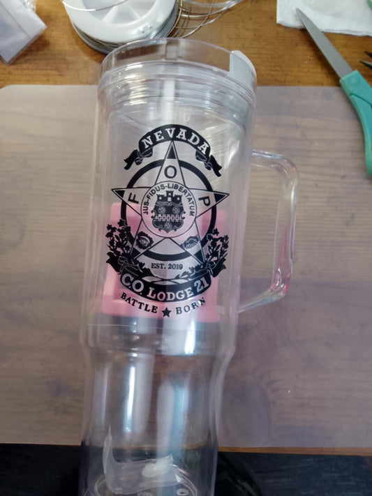 40oz Clear with Logo David Whit