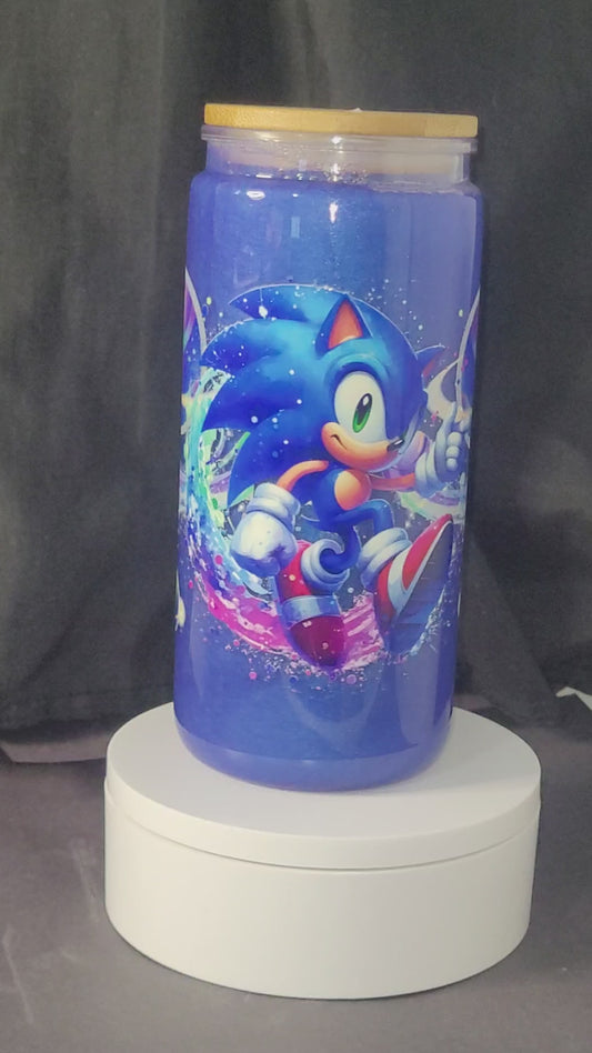 20oz Acrylic Snow Globe Tumbler, Blue Mica & Sonic