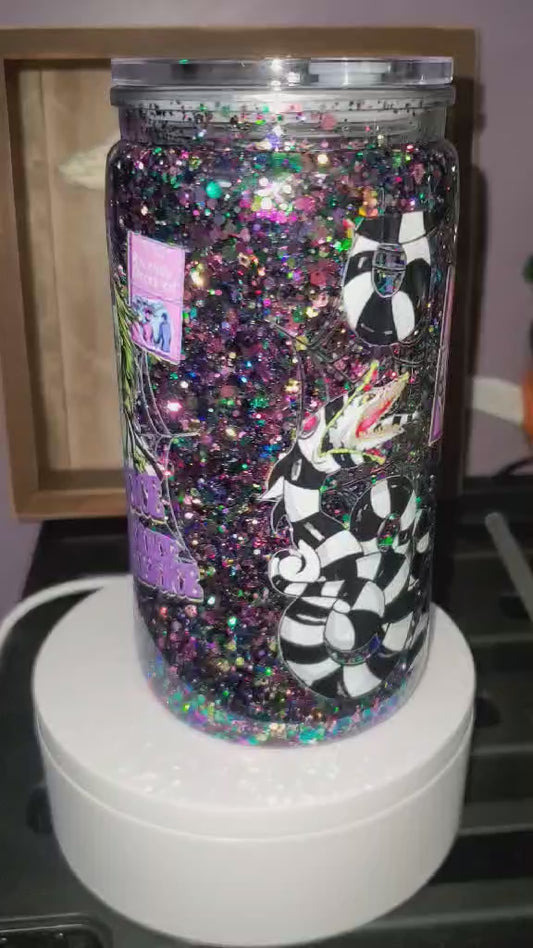 Beetlejuice 16 oz snow globe tumbler