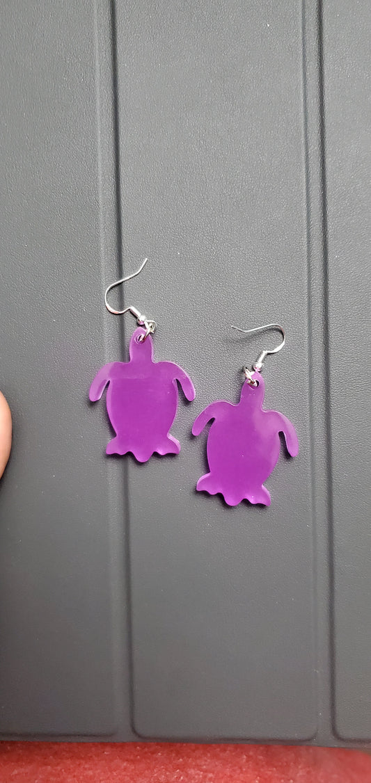 Turtle earrings (purple glow)
