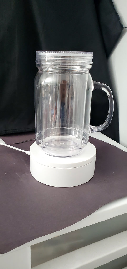 20 oz Acrylic Snow Globe Mason Tumbler with Handle