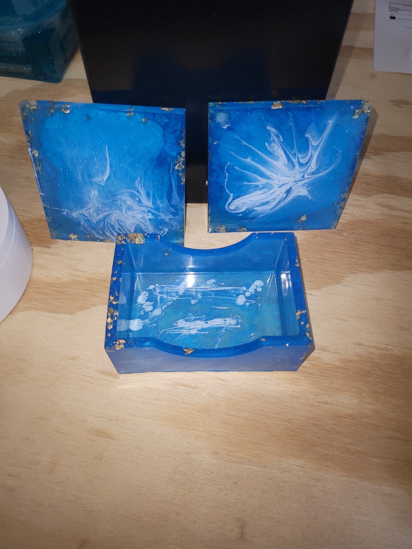 6 piece coaster set w/ matching decals