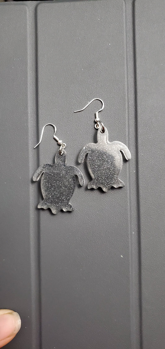 Turtle earrings (gray shimmer)